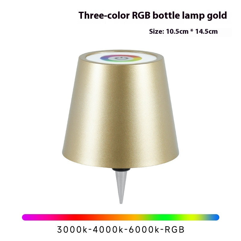 Rechargeable RGB Wine Bottle Table Lamp – Touch Control LED Mood Light, Metal Wine Bottle Plug Lamp for Home & Bar Decor