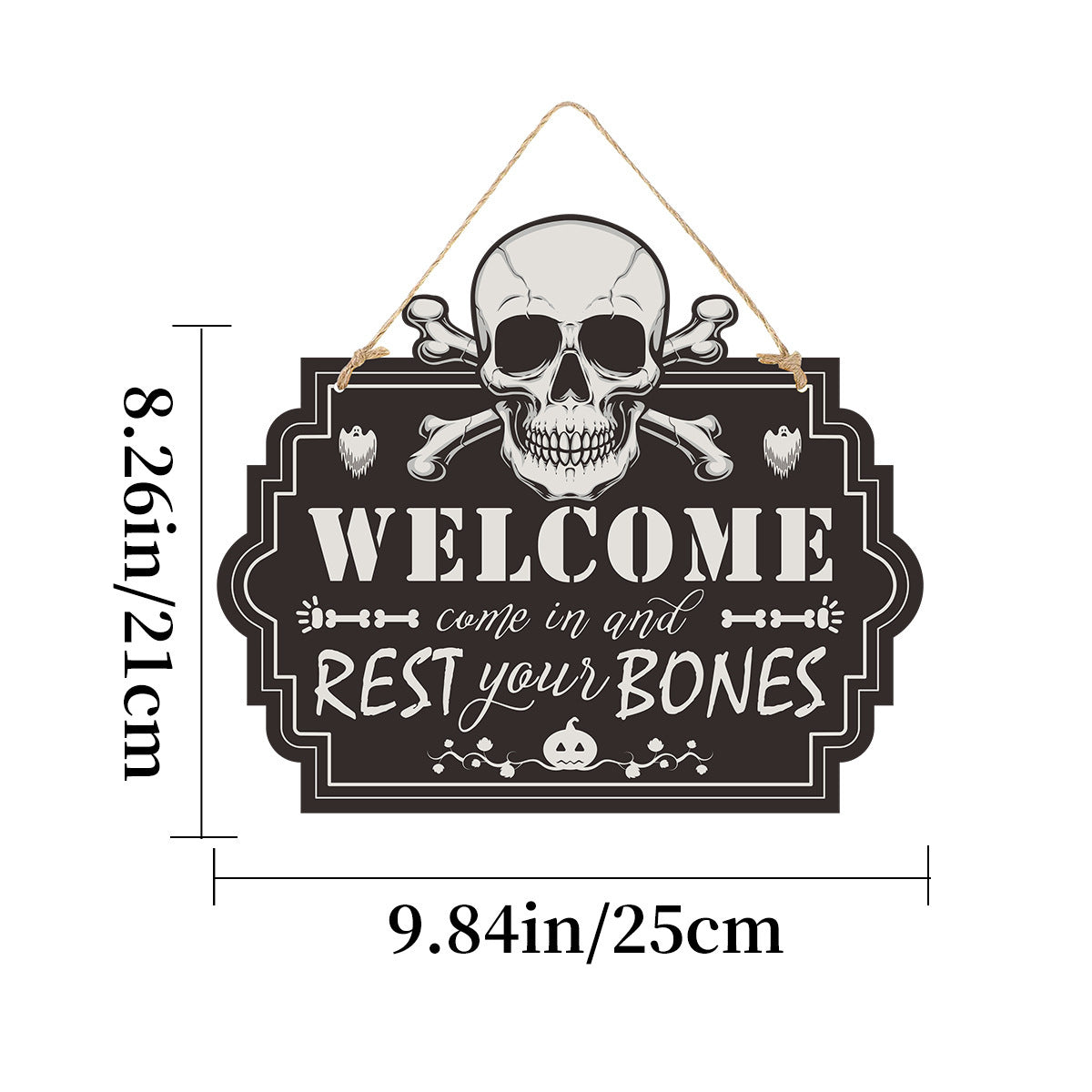 Halloween Ghost Door Sign – Haunted House Wooden-Look Hanging Decoration for Spooky Festival Party Atmosphere