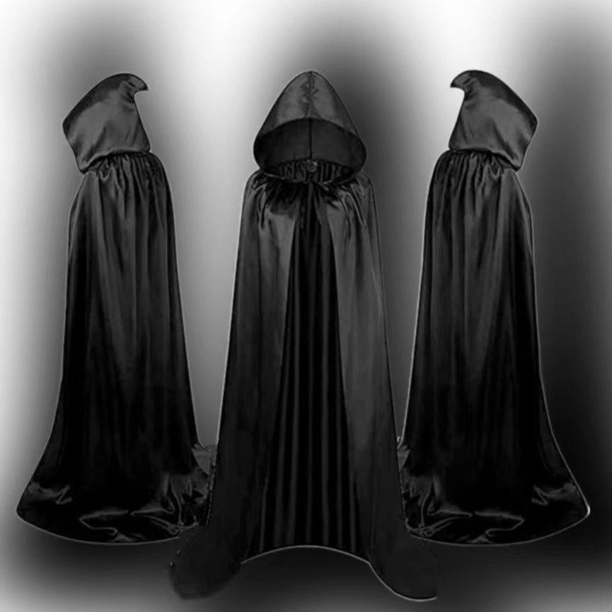 Adult & Kids Reversible Vampire Cape – Satin Hooded Cloak for Halloween, Cosplay & Costume Parties (Black, Gold, Purple)