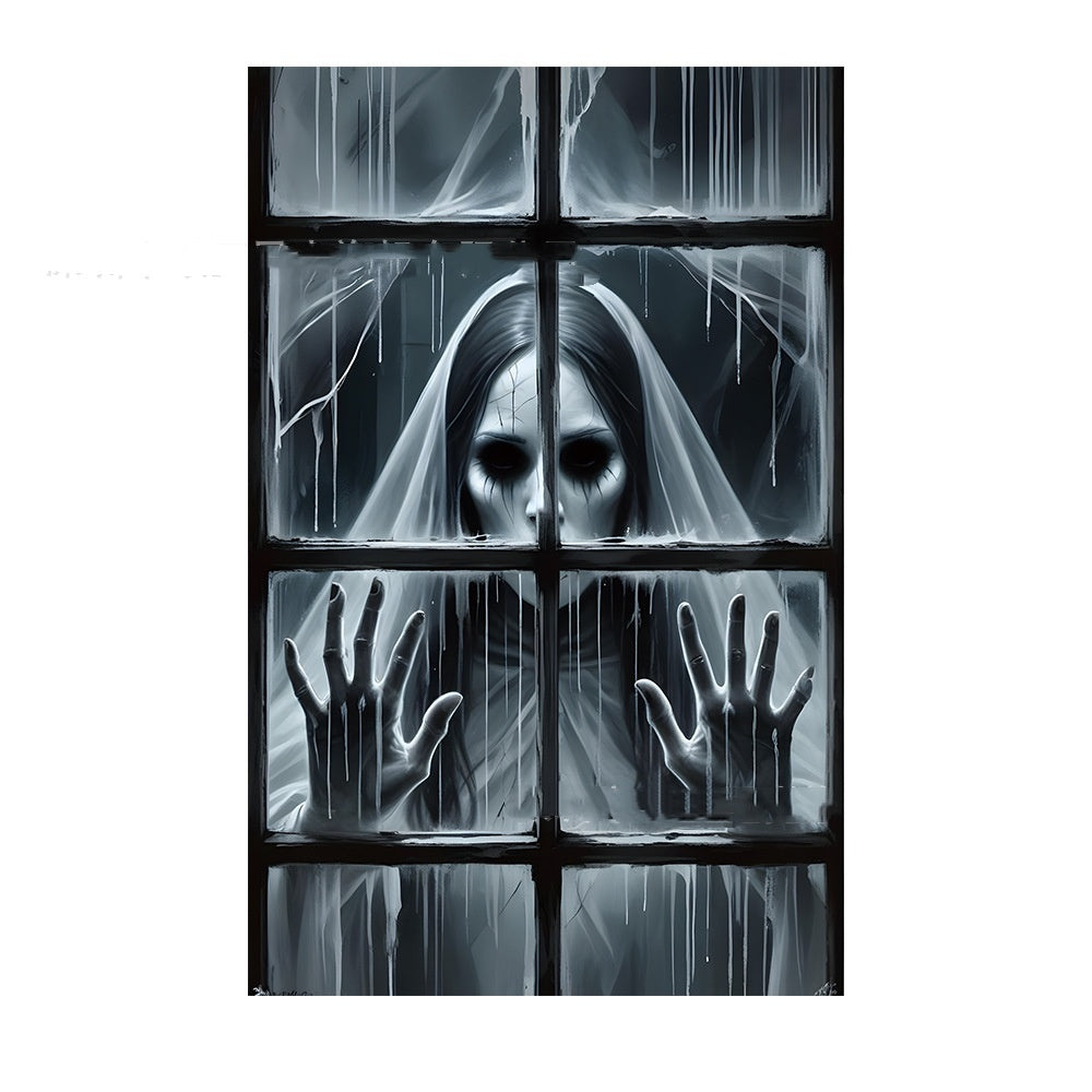 Halloween 3D Window Covers – Scary Haunted House Decorations (Witch, Pumpkin, Ghost, Skull & More)