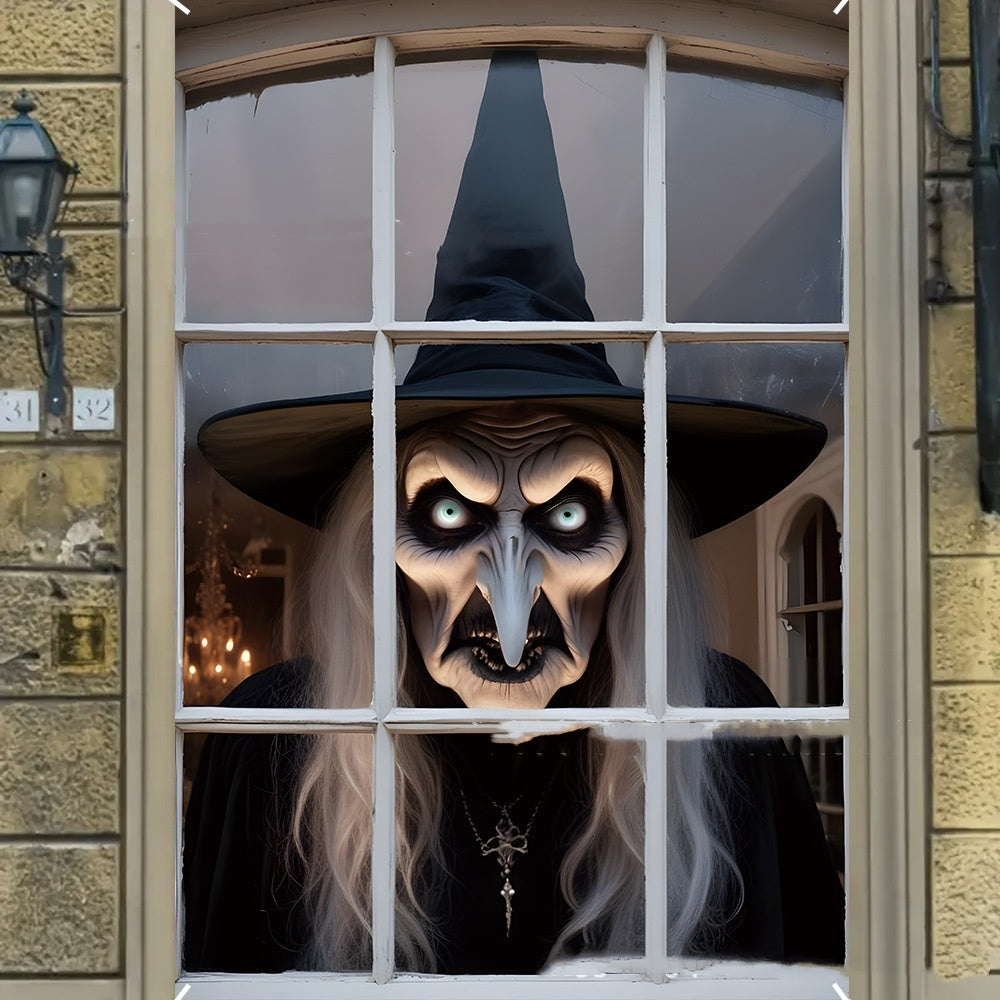 Halloween 3D Window Covers – Scary Haunted House Decorations (Witch, Pumpkin, Ghost, Skull & More)