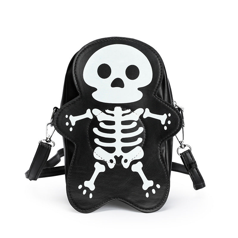 Halloween Skull Shoulder Bag – Spooky Crossbody Messenger Purse for Women & Teens, Gothic Horror Style Handbag for Costume Parties & Everyday use in Black, Khaki & Rose Pink