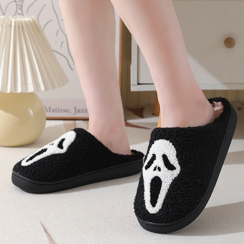 Halloween Skull Cartoon Slippers – Warm & Cozy Indoor House Shoes for Men & Women