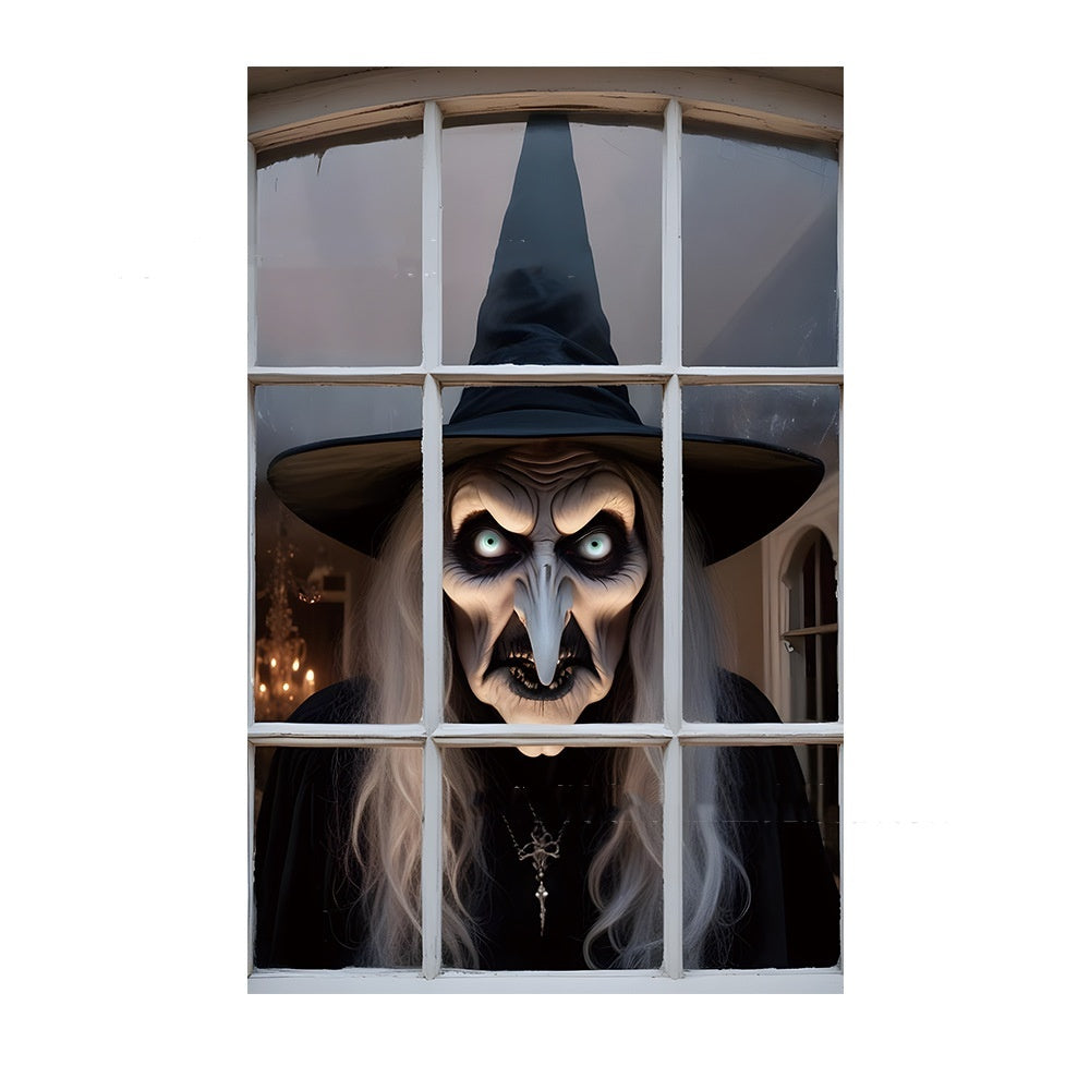 Halloween 3D Window Covers – Scary Haunted House Decorations (Witch, Pumpkin, Ghost, Skull & More)