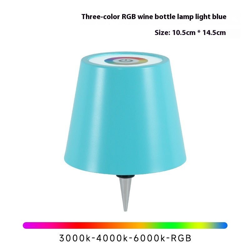 Rechargeable RGB Wine Bottle Table Lamp – Touch Control LED Mood Light, Metal Wine Bottle Plug Lamp for Home & Bar Decor