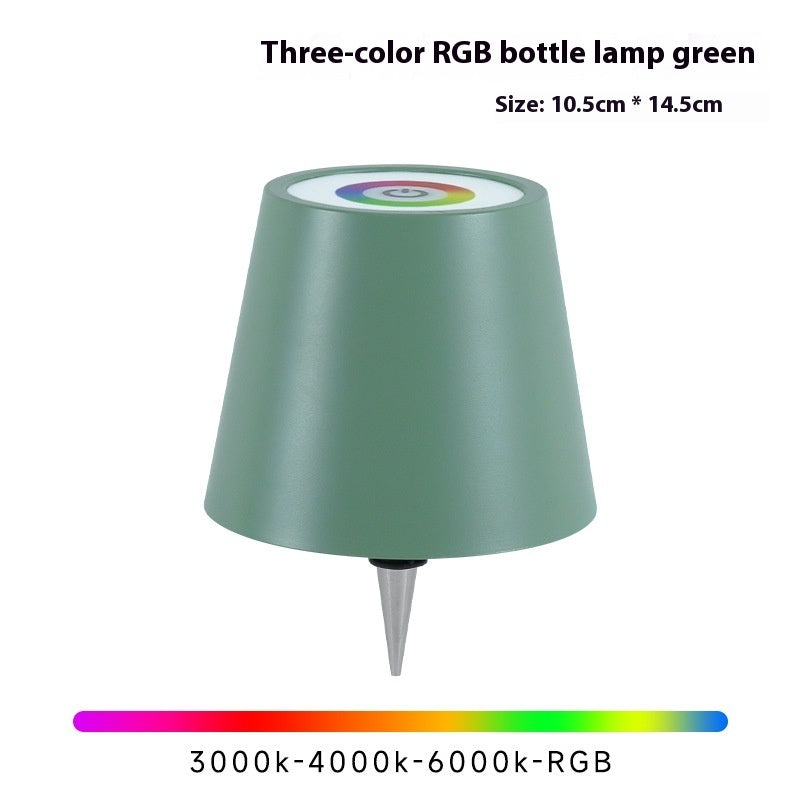 Rechargeable RGB Wine Bottle Table Lamp – Touch Control LED Mood Light, Metal Wine Bottle Plug Lamp for Home & Bar Decor