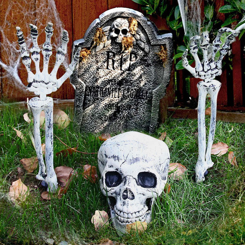 Halloween Ground Crawling Ghost Crawling Courtyard Grass Horror Atmosphere Decoration Props Skeleton Skeleton Undead Three-piece Set