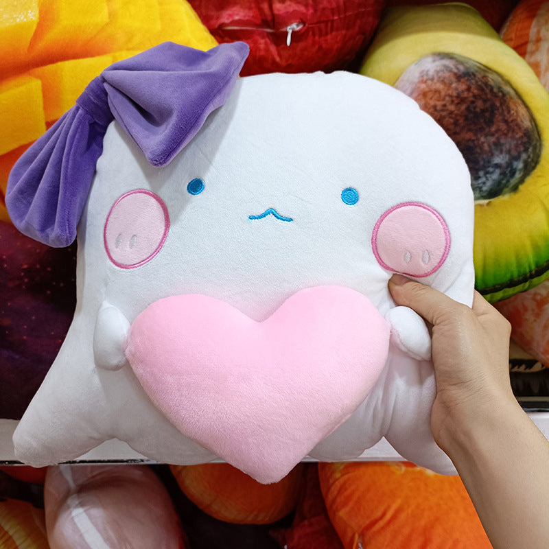 Cartoon Heart Ghost Pillow Plush Toy Doll Halloween Ghost Doll Children's Sleep Soothing Rag Doll
