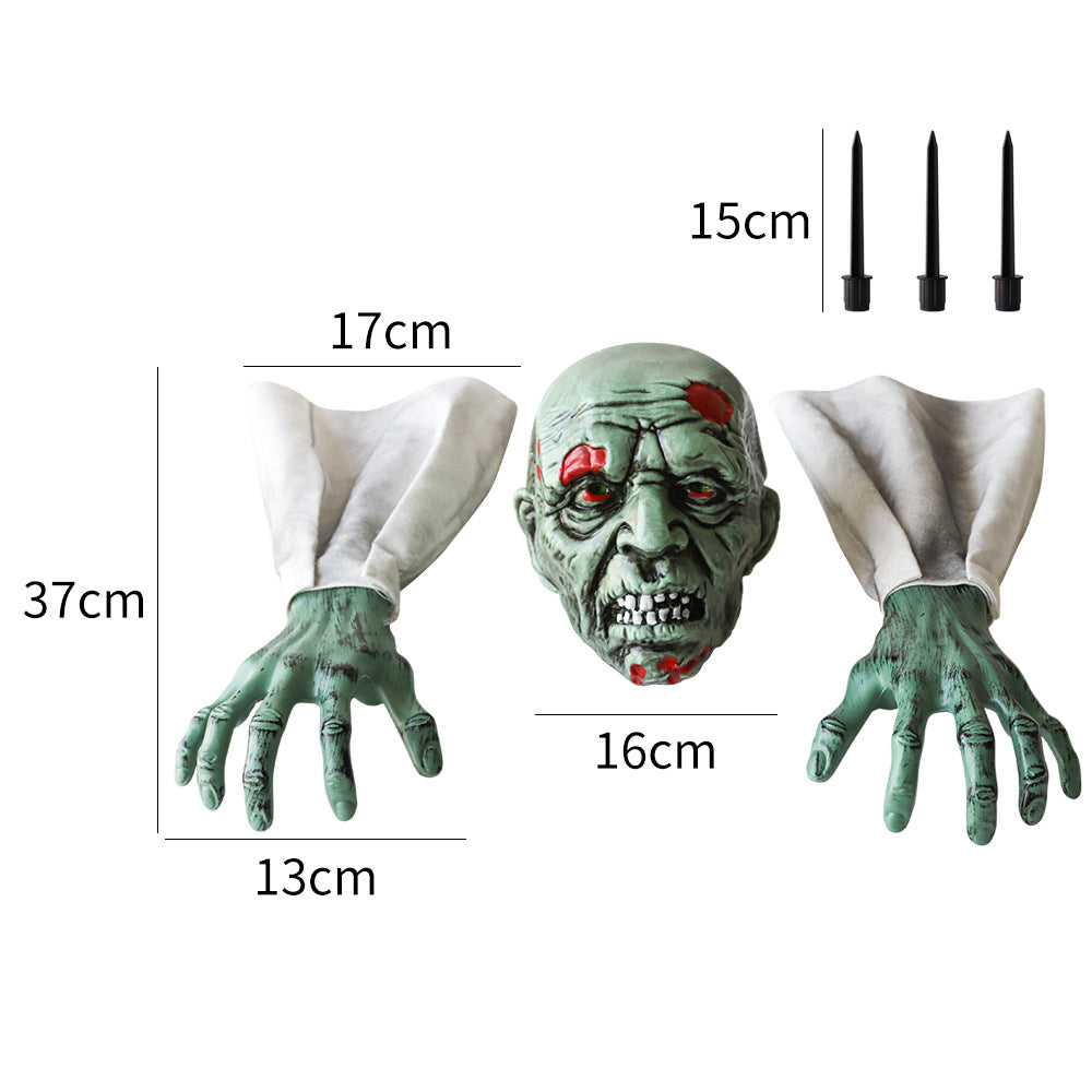 Halloween Ground Crawling Ghost Crawling Courtyard Grass Horror Atmosphere Decoration Props Skeleton Skeleton Undead Three-piece Set