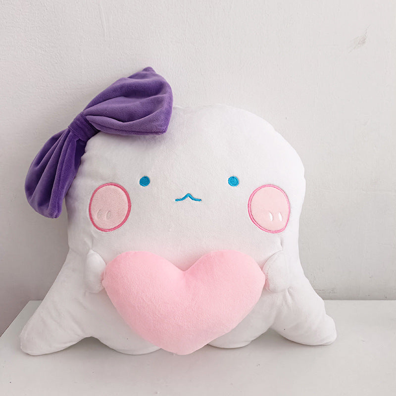 Cartoon Heart Ghost Pillow Plush Toy Doll Halloween Ghost Doll Children's Sleep Soothing Rag Doll