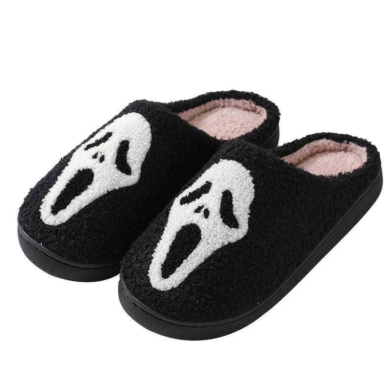 Halloween Skull Cartoon Slippers – Warm & Cozy Indoor House Shoes for Men & Women