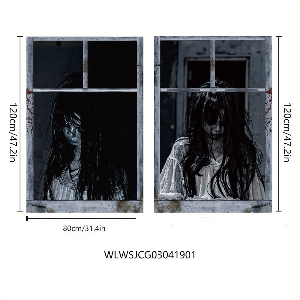 Halloween 3D Window Covers – Scary Haunted House Decorations (Witch, Pumpkin, Ghost, Skull & More)