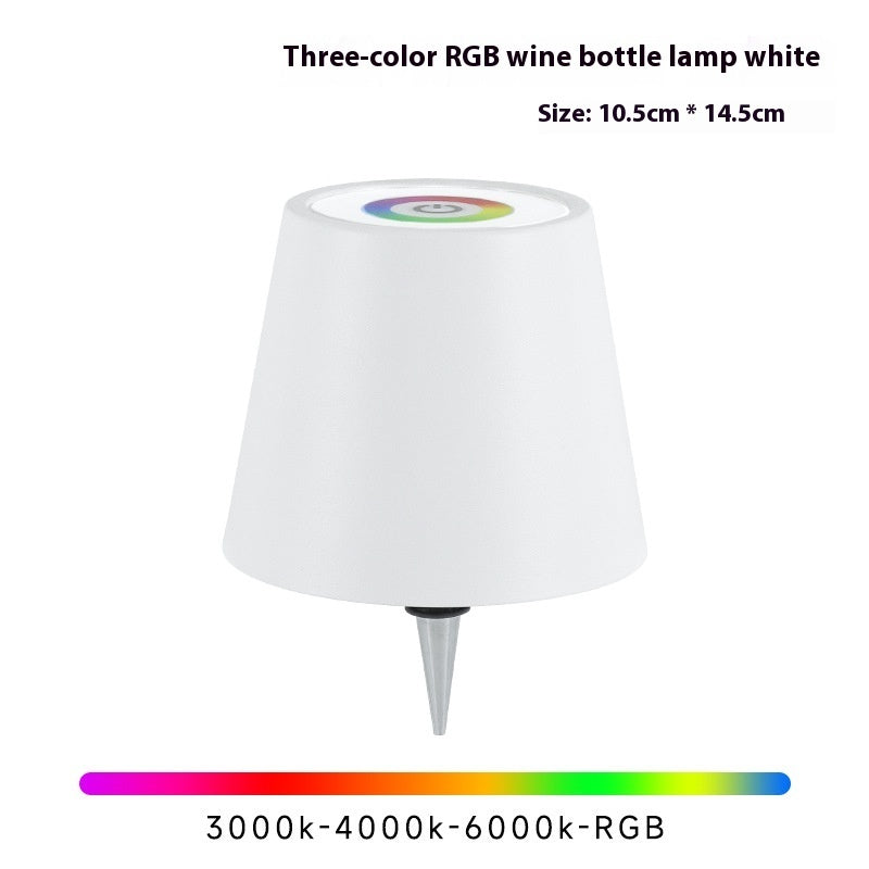 Rechargeable RGB Wine Bottle Table Lamp – Touch Control LED Mood Light, Metal Wine Bottle Plug Lamp for Home & Bar Decor