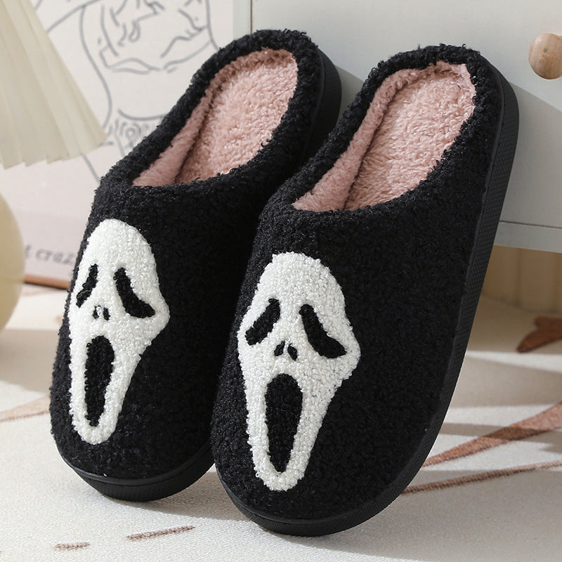 Halloween Skull Cartoon Slippers – Warm & Cozy Indoor House Shoes for Men & Women