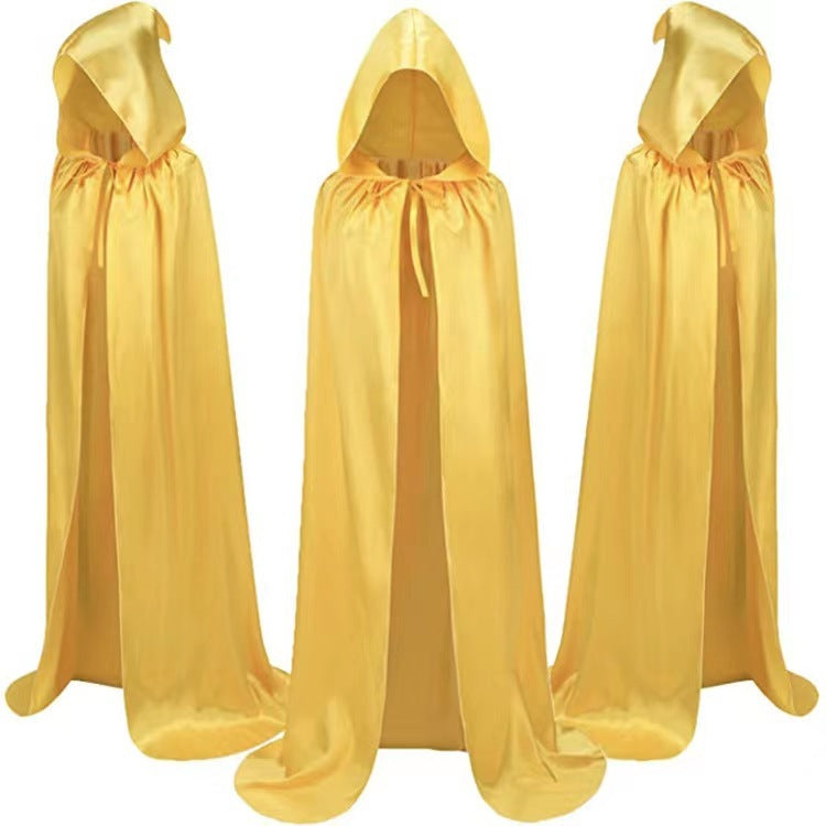 Adult & Kids Reversible Vampire Cape – Satin Hooded Cloak for Halloween, Cosplay & Costume Parties (Black, Gold, Purple)