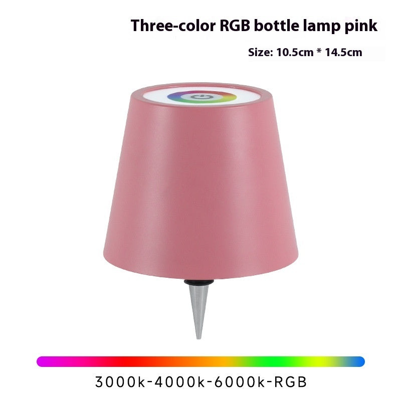 Rechargeable RGB Wine Bottle Table Lamp – Touch Control LED Mood Light, Metal Wine Bottle Plug Lamp for Home & Bar Decor