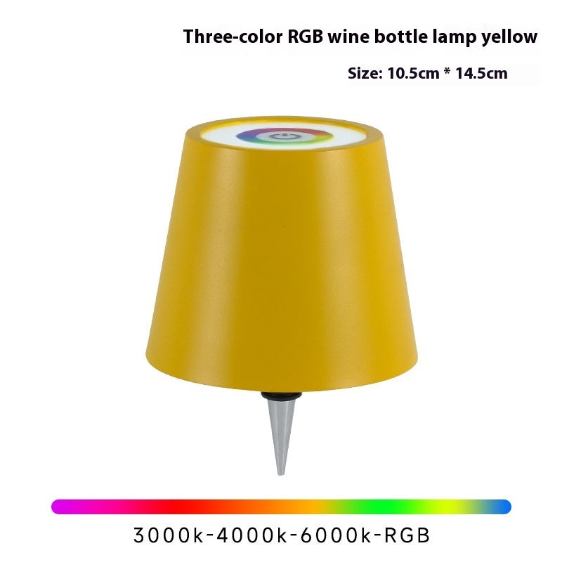 Rechargeable RGB Wine Bottle Table Lamp – Touch Control LED Mood Light, Metal Wine Bottle Plug Lamp for Home & Bar Decor
