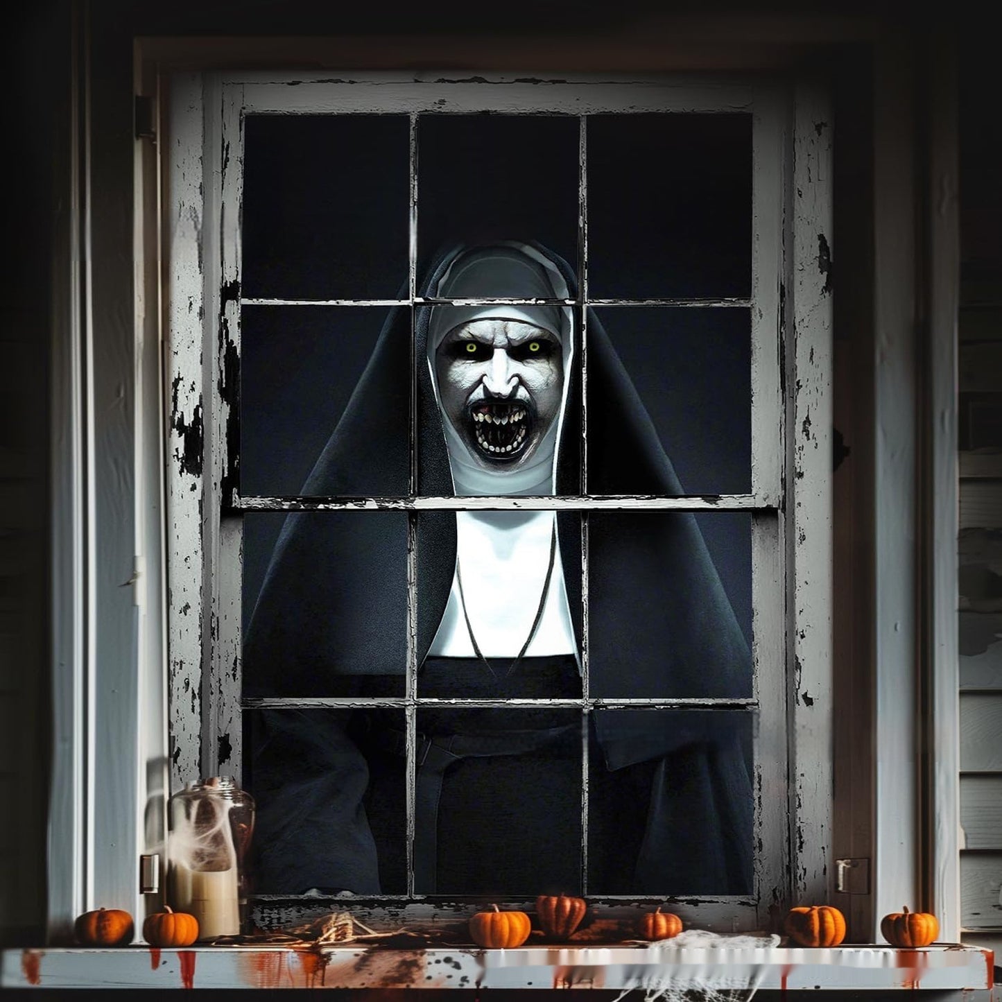 Halloween 3D Window Covers – Scary Haunted House Decorations (Witch, Pumpkin, Ghost, Skull & More)