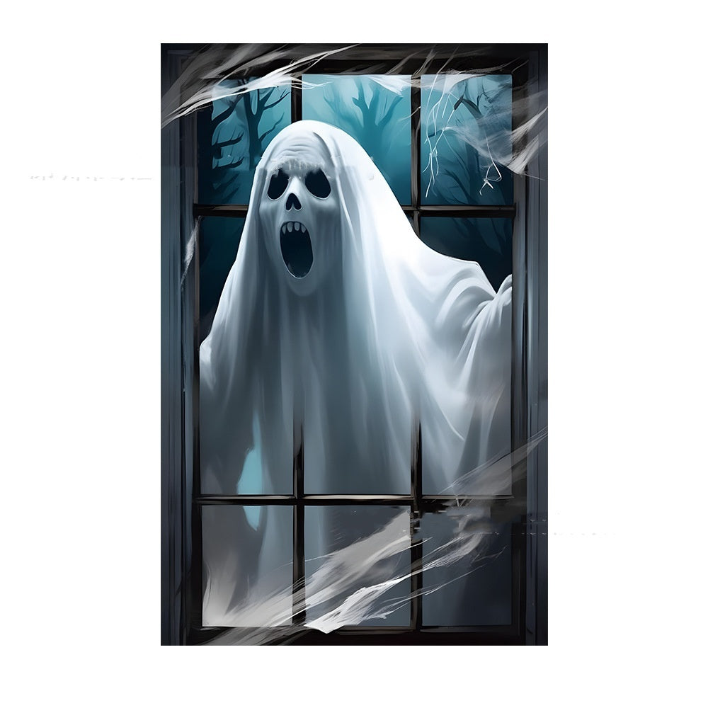 Halloween 3D Window Covers – Scary Haunted House Decorations (Witch, Pumpkin, Ghost, Skull & More)