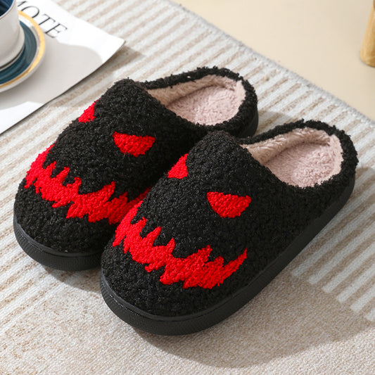Halloween Skull Cartoon Slippers – Warm & Cozy Indoor House Shoes for Men & Women