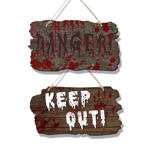 Halloween Ghost Door Sign – Haunted House Wooden-Look Hanging Decoration for Spooky Festival Party Atmosphere
