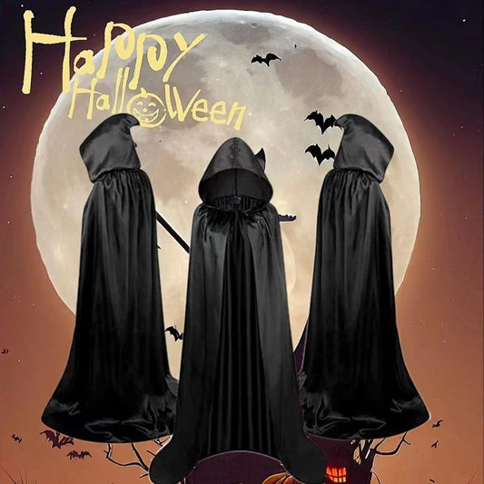 Adult & Kids Reversible Vampire Cape – Satin Hooded Cloak for Halloween, Cosplay & Costume Parties (Black, Gold, Purple)