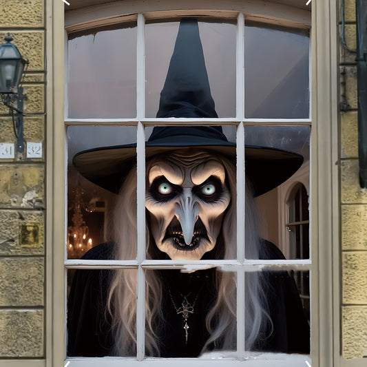 Halloween 3D Window Covers – Scary Haunted House Decorations (Witch, Pumpkin, Ghost, Skull & More)
