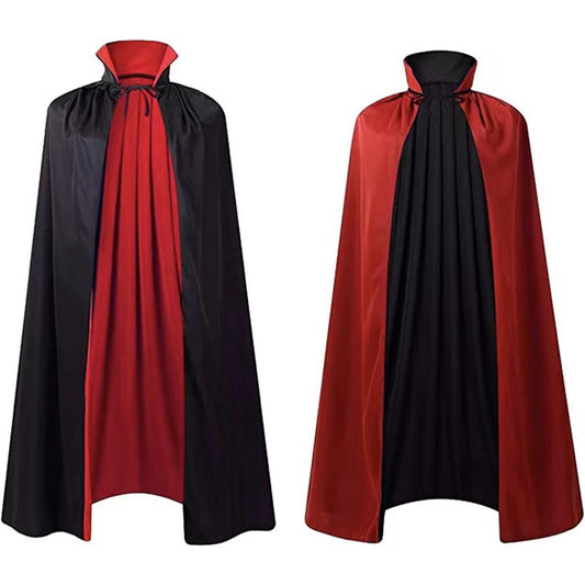 Adult & Kids Reversible Vampire Cape – Satin Hooded Cloak for Halloween, Cosplay & Costume Parties (Black, Gold, Purple)