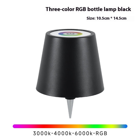 Rechargeable RGB Wine Bottle Table Lamp – Touch Control LED Mood Light, Metal Wine Bottle Plug Lamp for Home & Bar Decor