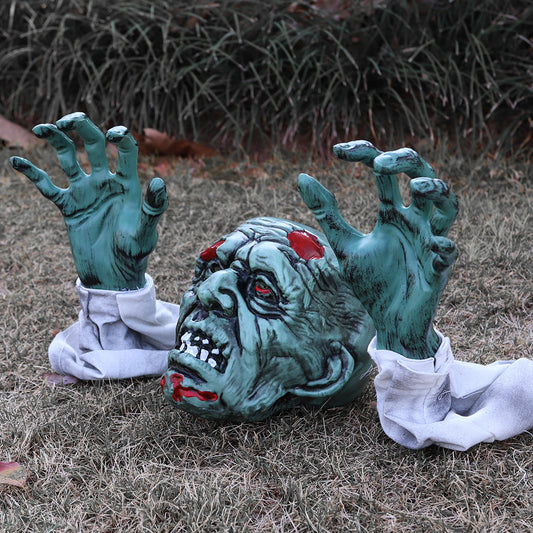 Halloween Ground Crawling Ghost Crawling Courtyard Grass Horror Atmosphere Decoration Props Skeleton Skeleton Undead Three-piece Set