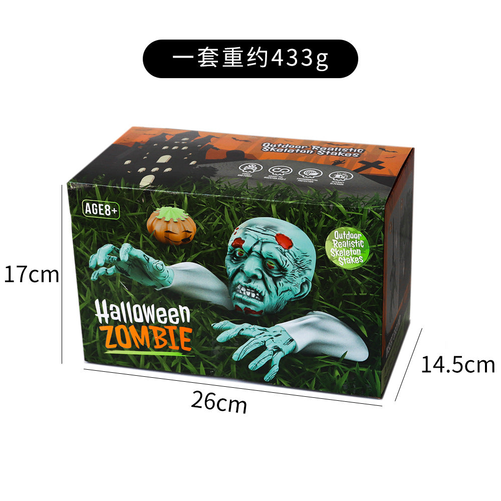 Halloween Ground Crawling Ghost Crawling Courtyard Grass Horror Atmosphere Decoration Props Skeleton Skeleton Undead Three-piece Set