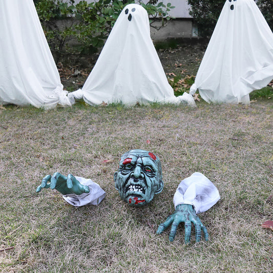 Halloween Ground Crawling Ghost Crawling Courtyard Grass Horror Atmosphere Decoration Props Skeleton Skeleton Undead Three-piece Set