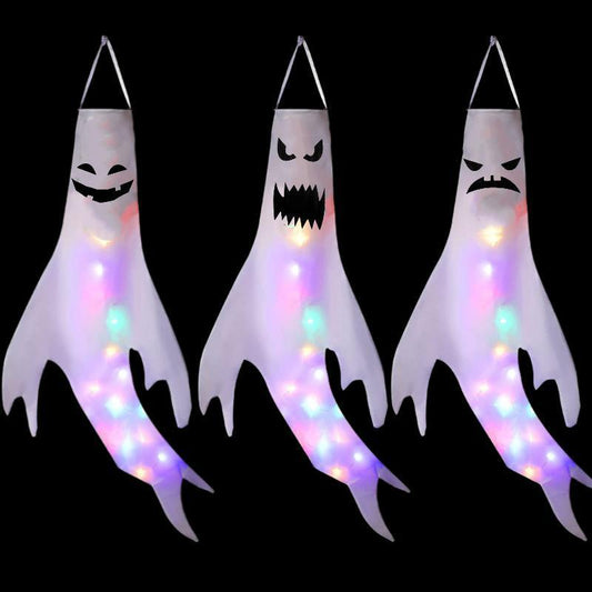 Cross-border Halloween Decoration Ghost Hairdryer LED Light-emitting Ghost Pendant Ghost Festival Hanging Ghost Venue Layout Props