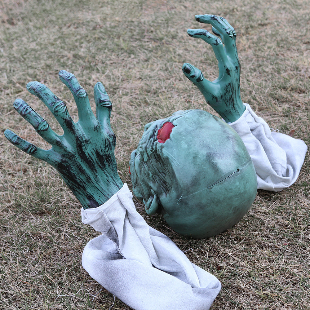 Halloween Ground Crawling Ghost Crawling Courtyard Grass Horror Atmosphere Decoration Props Skeleton Skeleton Undead Three-piece Set