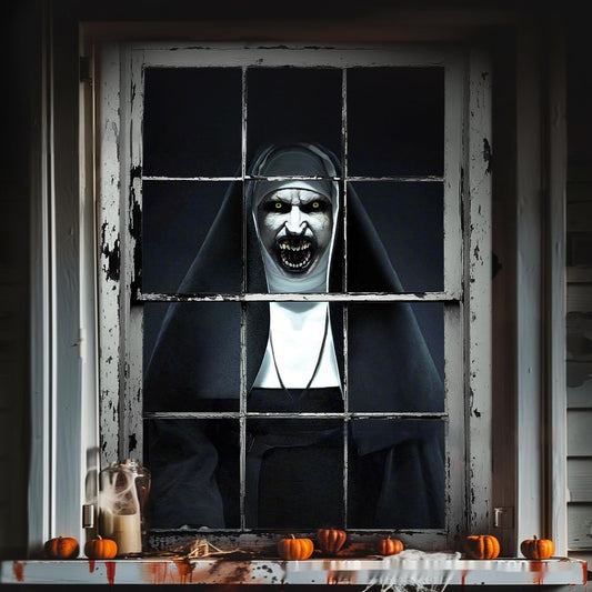 Halloween 3D Window Covers – Scary Haunted House Decorations (Witch, Pumpkin, Ghost, Skull & More)